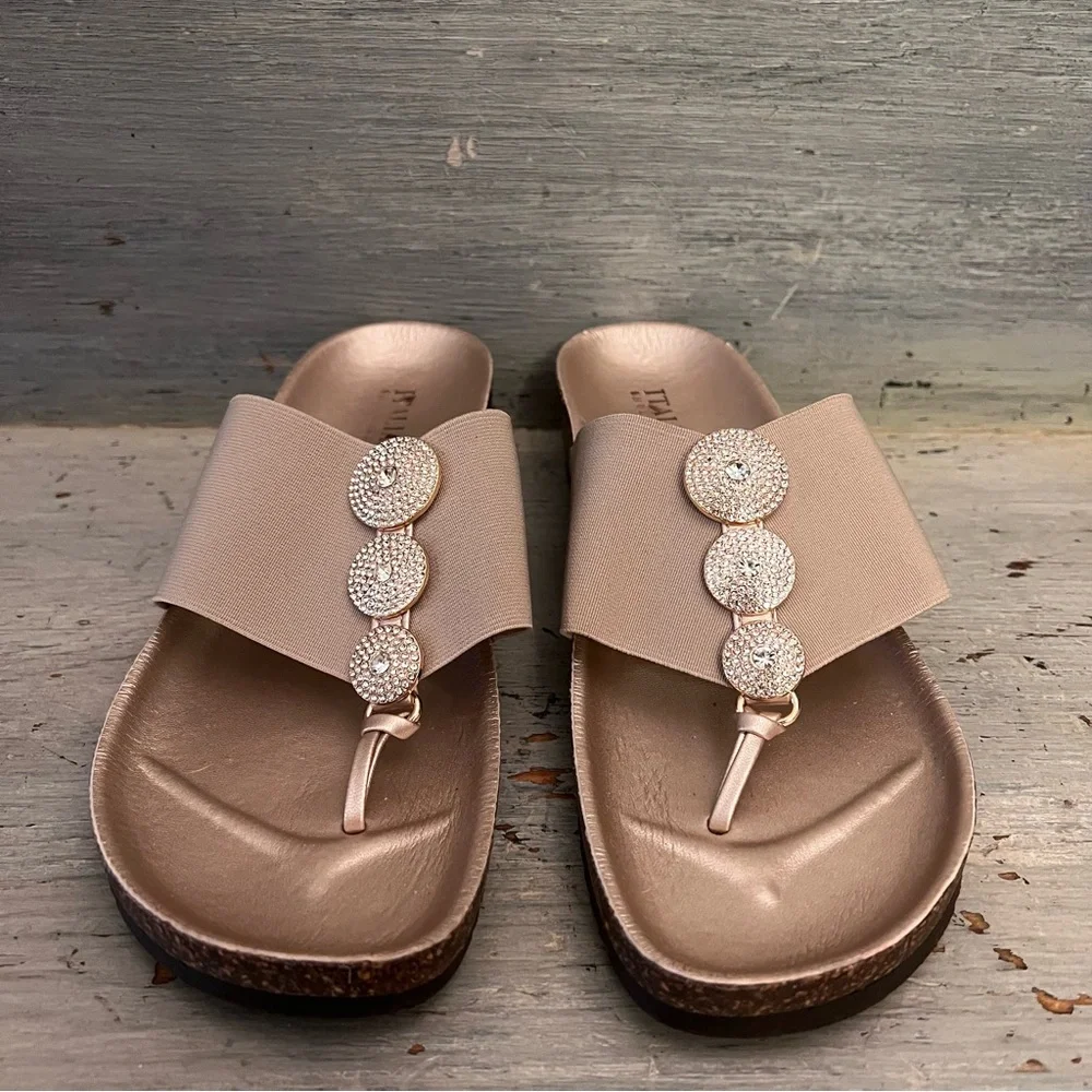 Italian Shoemakers Thong Cork Heel Sandals Size 8 Good Condition - Picture 2 of 9